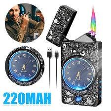 Elektrisches Feuerzeuge Winddicht Plasma Feuerzeug mit Taschenlampe Und Uhr