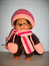 Monchichi - Kleidung - ca.20cm - Mütze+Schal+Handschuhe - aprikot-pink - NEU