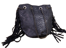 Tasche Velours Leder schwarz