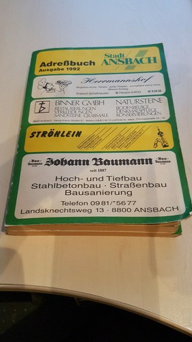 Adressbuch stadt ansbach 1992 - adressbuch,