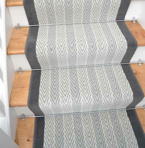 Grau fischgrät treppenläufer - grau,