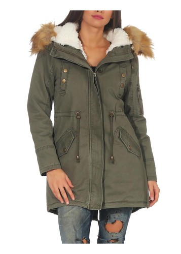 Damen parka mit kapuze - parka,
