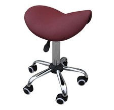 ZEN Sattelhocker mit Rollen Schminkhocker Rollhocker für Kosmetikstudio Weinrot