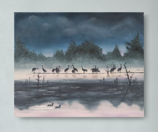 Bild Gemälde Kunst "Kraniche