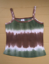 Guodil Damen Shirt Top Größe XS/S grün Batik Trägertop gerippt Rippenstrick