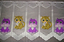 Kindergardine Hippo Nilpferd Baby Leoparden Scheibengardine Tiere Zoo 2 Breiten