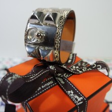 HERMÈS COLLIER DE CHIEN CDC ARMBAND BRACELET OMBRE LIZARD PALLADIUM HARDWARE