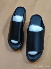 Damen Plateau Schuhe Gr.37 Schwarz Lederoptik Offen Neu UVP 69€