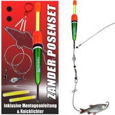 Angel Berger Zander Posen Set Köderfischmontage mit Knicklicht Ready2Fish Ang...