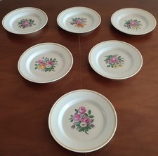 KPM  6 alte Teller 20 cm Blumenstrauß mit Rose und Goldrand