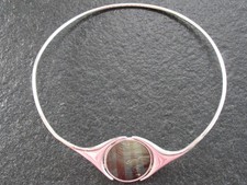 Halsreif Silber 925 Relo Design Vintage von ca. 1965 mit Achat Edelstein