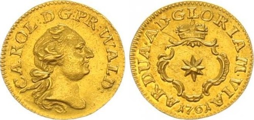 Waldeck pyrmont dukat - 1/4, 1761