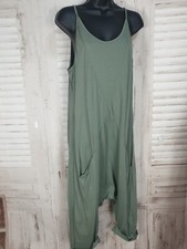 Wendy Trendy Stylischer Baggy-Overall Jumpsuit tiefer Schnitt 7/8 Länge Gr.38-42