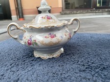 Weimar Zuckerdose Porzellan mit Deckel Weiß Klassisch Blumenmuster