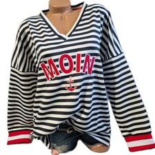 Zwillingsherz Damen Gestreift Sweatshirt Kapuze "Streifen Moin" S-XXL (1 682)