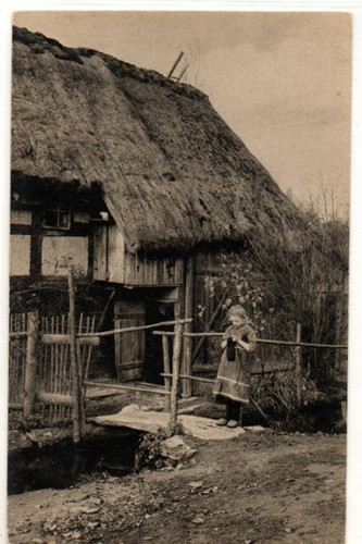 Ansichtskarte altes haus - ansichtskarte, /