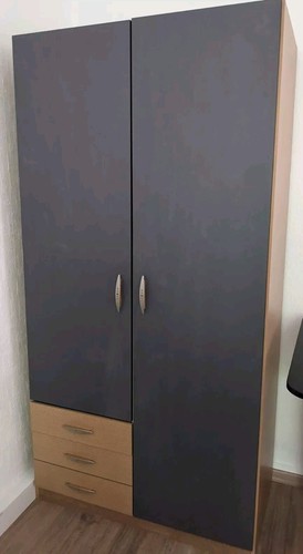 Kleiderschrank blau beige - kleiderschrank, blau-beige