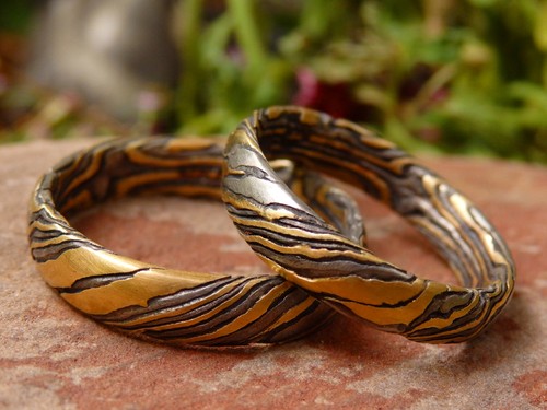 Trauringe mokume gane gold - mokume,