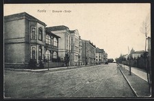 AK Konitz, Partie in der Bismarck-Straße, mit Abzweig u. Turmgebäude 