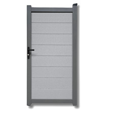 WPC Tür Aluminium Gartentür Zauntür Tor Gartentor Alu Rahmen Grau 90X180 cm