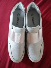 Damen Kayla Shoes 41 Weiß Silber Glitzernde Einsätze  