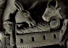 Religion Motiv-Postkarte Taufstein Stiftskirche Freckenhorst Westfalen AK ~1960