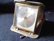 Alter, Reisewecker, KIENZLE, Klappbar in Lederbörse, 50er Jahre, mit Patina