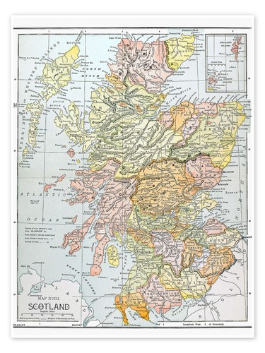 Poster karte schottland - karte:,