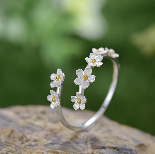 Verstellbarer blumen ring 925 - verstellbarer,