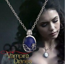The Vampire Diaries Katherine Pierce Silberplatte blau Lapis Anhänger & Kettenset