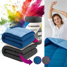 Ganzjahr Steppbett Bi-Color 135x200 155x220 Wende Bettdecke grau blau Microfaser