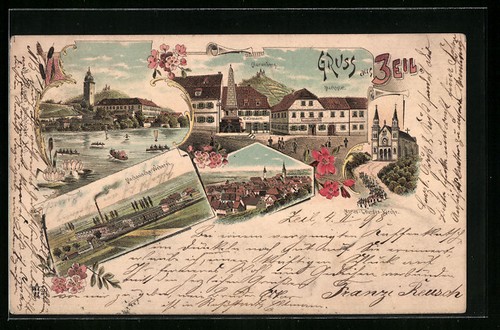 Lithographie zeil marienberg - lithographie, zeil,