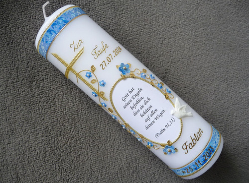 Handverzierte taufkerze junge - handverzierte,