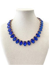Damenkette Statement Collier Halskette Kurz Blogger Modeschmuck Strass Blau