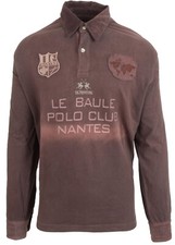LA MARTINA Herren Langarm Polo Shirt Sweatshirt Größe 2XL Braun 100% Baumwolle