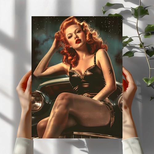 Vintage pin girl poster - pin,