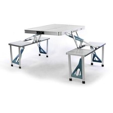 Sitzgruppe Camping Alu Tisch 4 Hocker Stuhl klappbar Partygarnitur Koffer