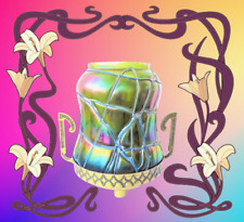 Pallme König & Habel Jugendstil Antike Bronzemontur Irisierende große Glasvase