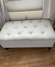 Edle Chesterfield Polsterbank ❣️ NEU Stauraum Aufbewahrung Bank hellgrau 110x58