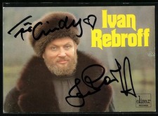 Musiker Ivan Rebroff mit Pelzmantel, Autograph, Ansichtskarte 