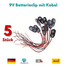 5x 9 Volt Batterieclip Block Batterie Clip Anschluss Kabel für 9V Blöcke Stecker