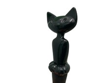 Katzen Gummi Flaschenverschluss Kunststoff Schwarz Glänzend Gesamtlänge ca. 11cm