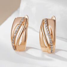 Elegante Ohrringe Creolen Huggie 585 RG Rosegold Rotgold mit Zirkon