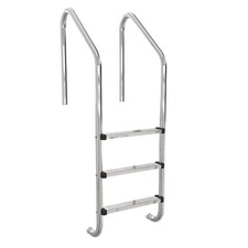 Schwimmbeckenleiter V2A Edelstahl 3 stufig Ausladung weit Pooltreppe Pool Leiter