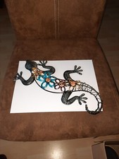 Wandbehang Metall Gecko Flowers