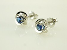 585 Weissgold Ohrstecker 1 PAAR Zirkonia saphir Knoten 14 Karat Gold 7 mm