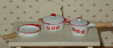 MINIATUR Kochset Dora Kuhn Marianne Modelle Weiß Rot Pfanne Topf Kasserolle