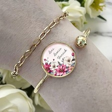 Armband mit Namen Armreif personalisiert Gold Edelstahl Verstellbar Schmuck