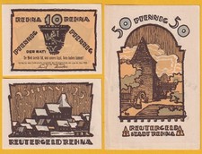 Rehna -Stadt- vollst. Reutergeld-Serie, 3 Scheine (L 1079 b)