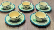 5x Espressotassen und Untertassen - Zeller Keramik - Hahn und Henne 